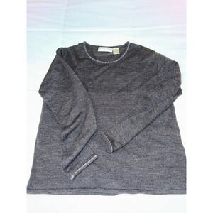 Stephanie Rogers Womens Gray Knit Long Sleeve Crew Neck Sweater Size Small